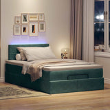 Ottoman bed frame with dark green mattress 120x190 cm velvet