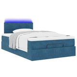 Cadre de lit ottoman avec matelas bleu foncé 120x190 cm velours