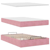 Cadre de lit ottoman avec matelas rose 120x190 cm velours