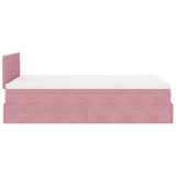 Cadre de lit ottoman avec matelas rose 120x190 cm velours