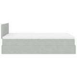 Cadre de lit ottoman et matelas gris clair 120x200 cm velours