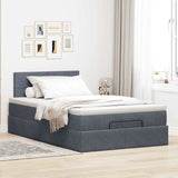 Cadre de lit ottoman et matelas gris foncé 120x200 cm velours