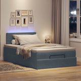 Cadre de lit ottoman et matelas gris foncé 120x200 cm velours