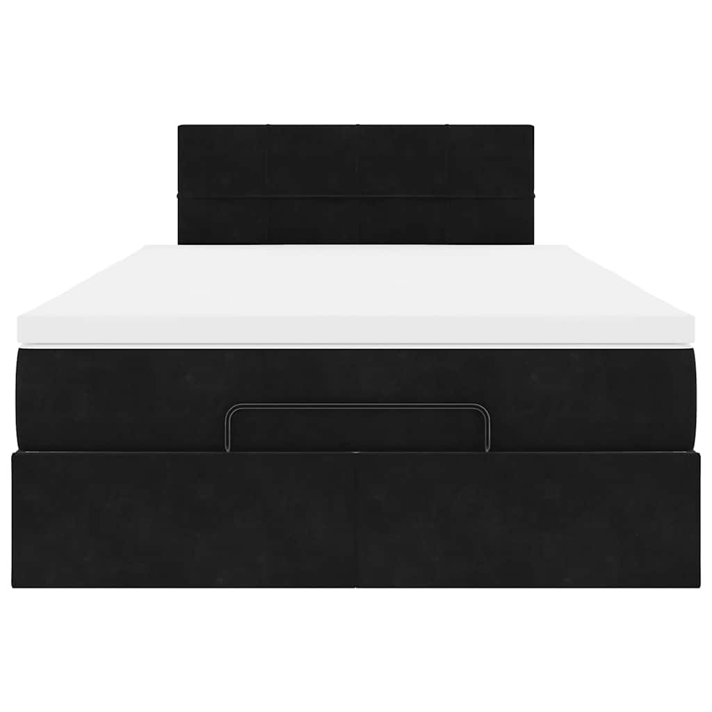 Cadre de lit ottoman avec matelas noir 120x200 cm velours