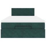 Cadre de lit ottoman avec matelas vert foncé 120x200 cm velours