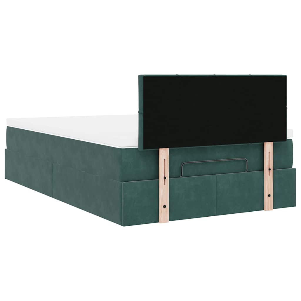 Cadre de lit ottoman avec matelas vert foncé 120x200 cm velours