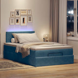 Cadre de lit ottoman avec matelas bleu foncé 120x200 cm velours