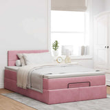 Cadre de lit ottoman avec matelas rose 120x200 cm velours