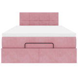 Cadre de lit ottoman avec matelas rose 120x200 cm velours