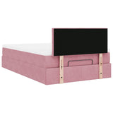 Cadre de lit ottoman avec matelas rose 120x200 cm velours