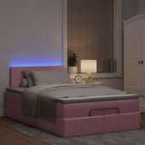 Cadre de lit ottoman avec matelas rose 120x200 cm velours