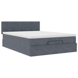 Cadre de lit ottoman avec matelas gris foncé 140x190 cm velours