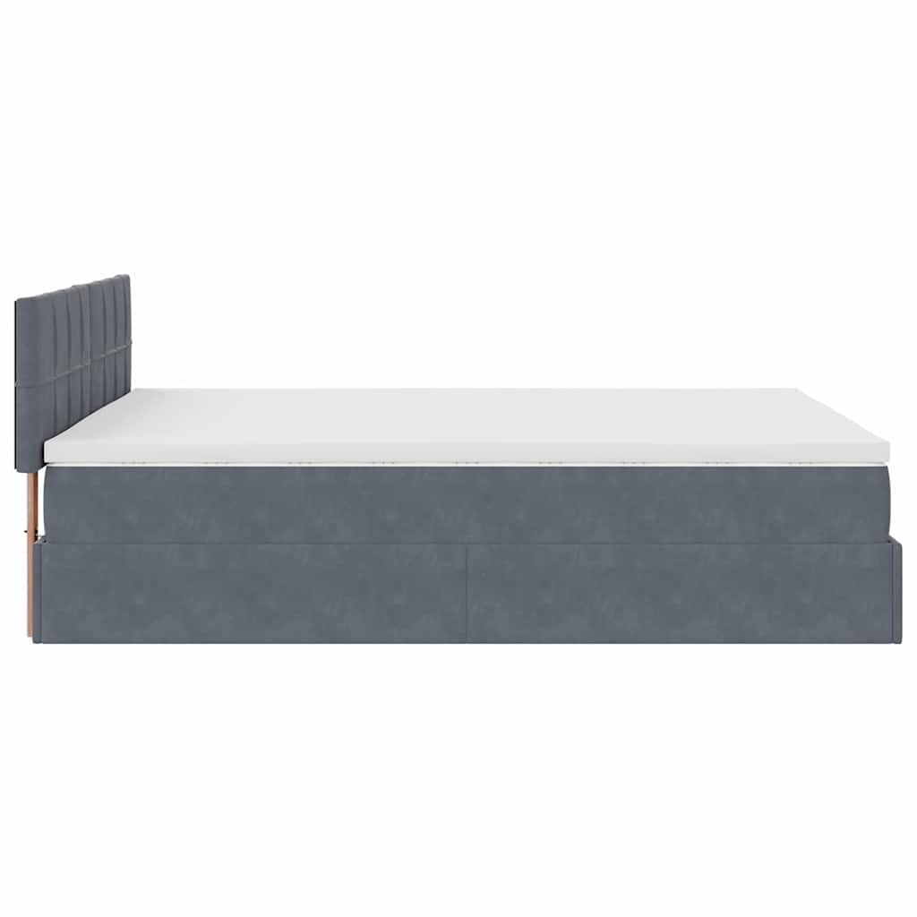 Cadre de lit ottoman avec matelas gris foncé 140x190 cm velours