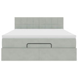 Cadre de lit ottoman avec matelas gris clair 140x200 cm velours