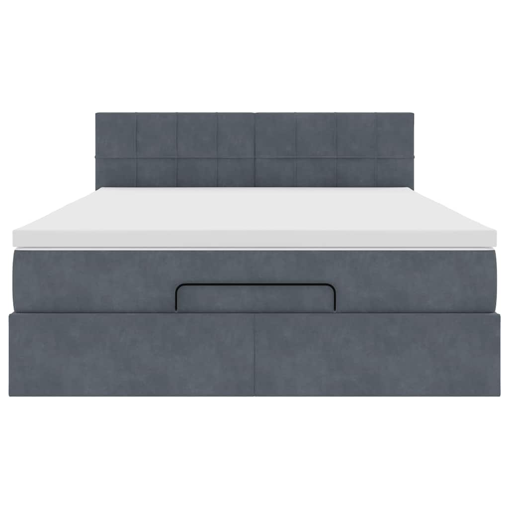 Cadre de lit ottoman avec matelas gris foncé 140x200 cm velours