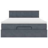 Cadre de lit ottoman avec matelas gris foncé 140x200 cm velours