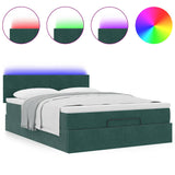 Cadre de lit ottoman avec matelas vert foncé 140x200 cm velours