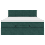 Cadre de lit ottoman avec matelas vert foncé 140x200 cm velours