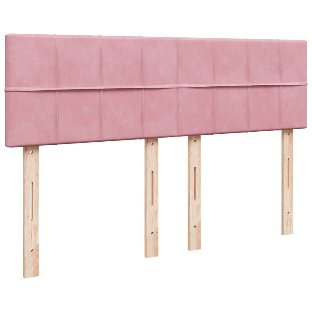 Cadre de lit ottoman avec matelas rose 140x200 cm velours