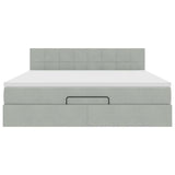 Cadre de lit ottoman avec matelas gris clair 160x200 cm velours