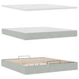 Cadre de lit ottoman avec matelas gris clair 160x200 cm velours