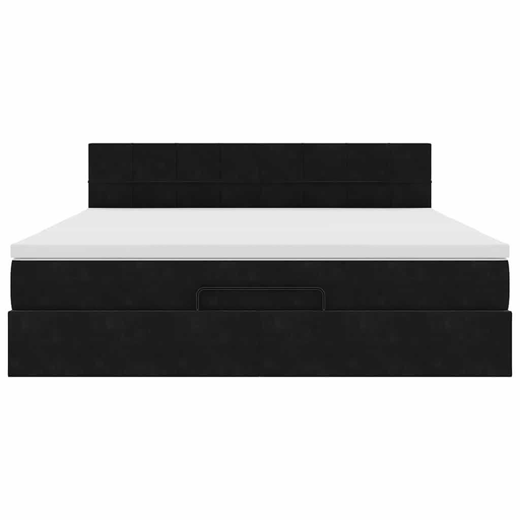 Cadre de lit ottoman avec matelas noir 160x200 cm velours