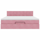 Cadre de lit ottoman avec matelas rose 160x200 cm velours