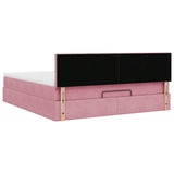 Cadre de lit ottoman avec matelas rose 160x200 cm velours