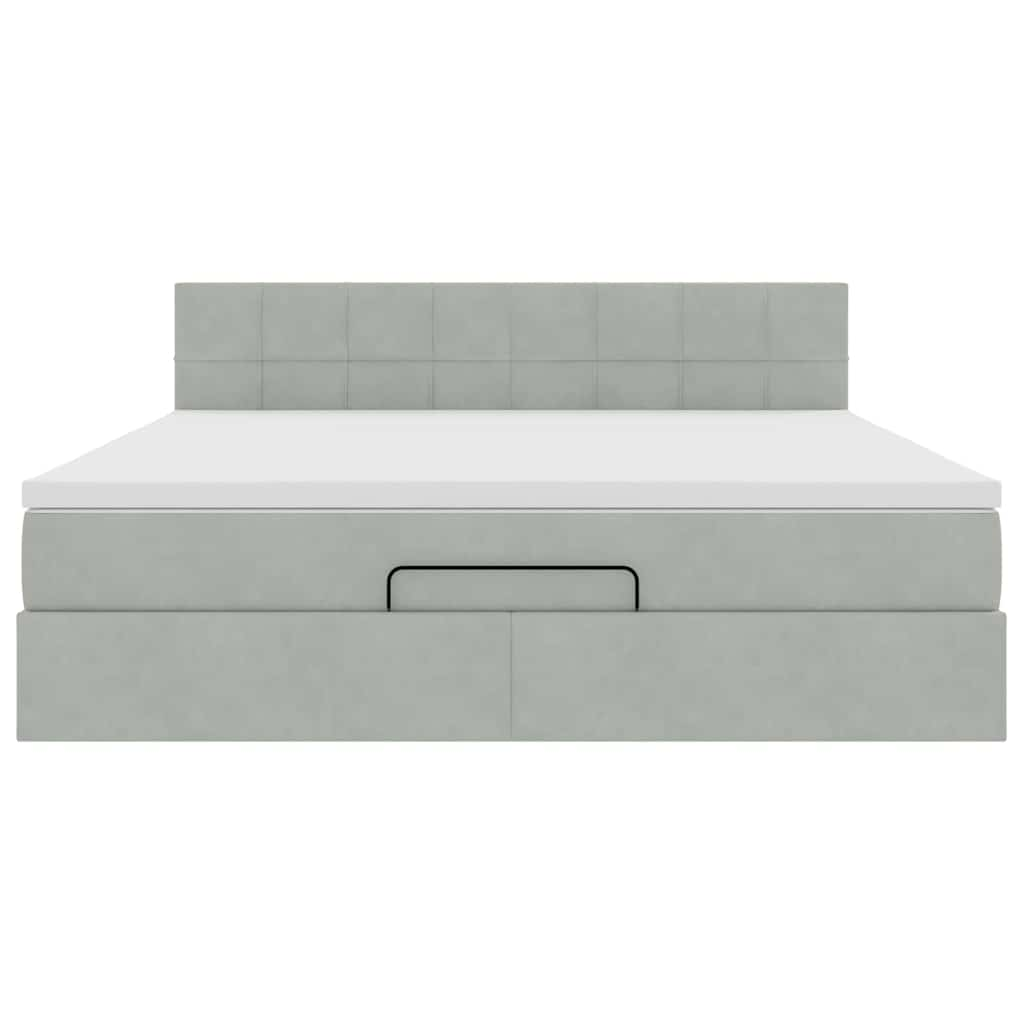 Cadre de lit ottoman avec matelas gris clair 180x200 cm velours