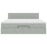 Cadre de lit ottoman avec matelas gris clair 180x200 cm velours