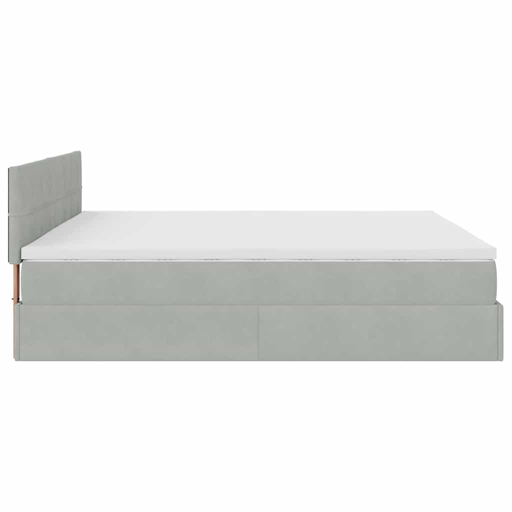 Cadre de lit ottoman avec matelas gris clair 180x200 cm velours