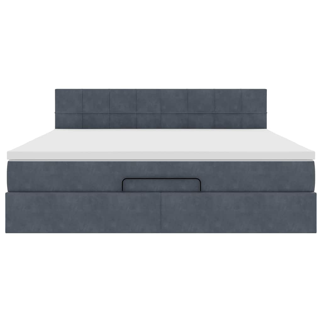 Cadre de lit ottoman avec matelas gris foncé 180x200 cm velours