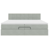 Cadre de lit ottoman avec matelas gris clair 200x200 cm velours