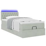 Cadre de lit ottoman avec matelas gris clair 80x200 cm velours