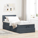 Cadre de lit ottoman avec matelas gris foncé 80x200 cm velours