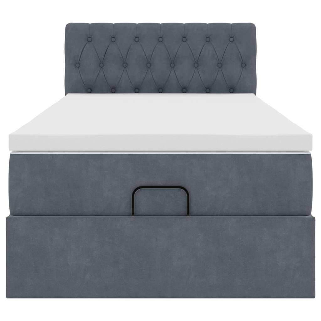 Cadre de lit ottoman avec matelas gris foncé 80x200 cm velours