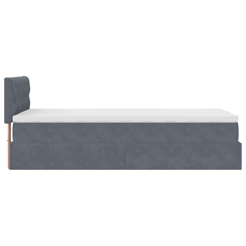 Cadre de lit ottoman avec matelas gris foncé 80x200 cm velours