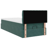 Cadre de lit ottoman avec matelas vert foncé 80x200 cm velours