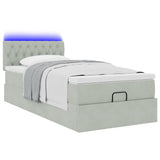 Cadre de lit ottoman et matelas gris clair 90x190 cm velours