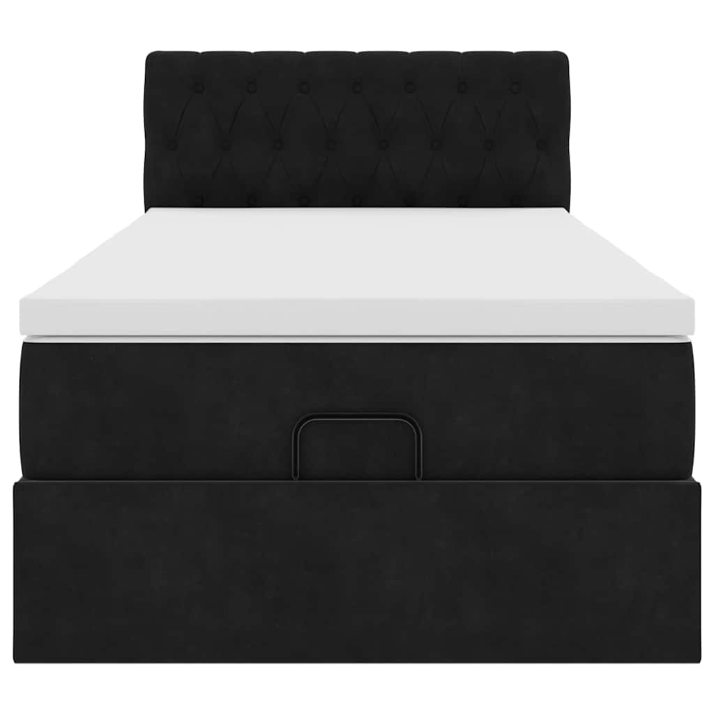 Cadre de lit ottoman avec matelas noir 90x190 cm velours