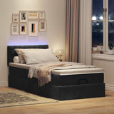 Cadre de lit ottoman avec matelas noir 90x190 cm velours