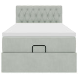 Cadre de lit ottoman et matelas gris clair 90x200 cm velours