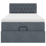 Ottoman bed frame and dark gray mattress 90x200 cm velvet