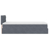 Cadre de lit ottoman et matelas gris foncé 90x200 cm velours