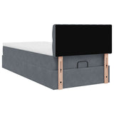 Ottoman bed frame and dark gray mattress 90x200 cm velvet