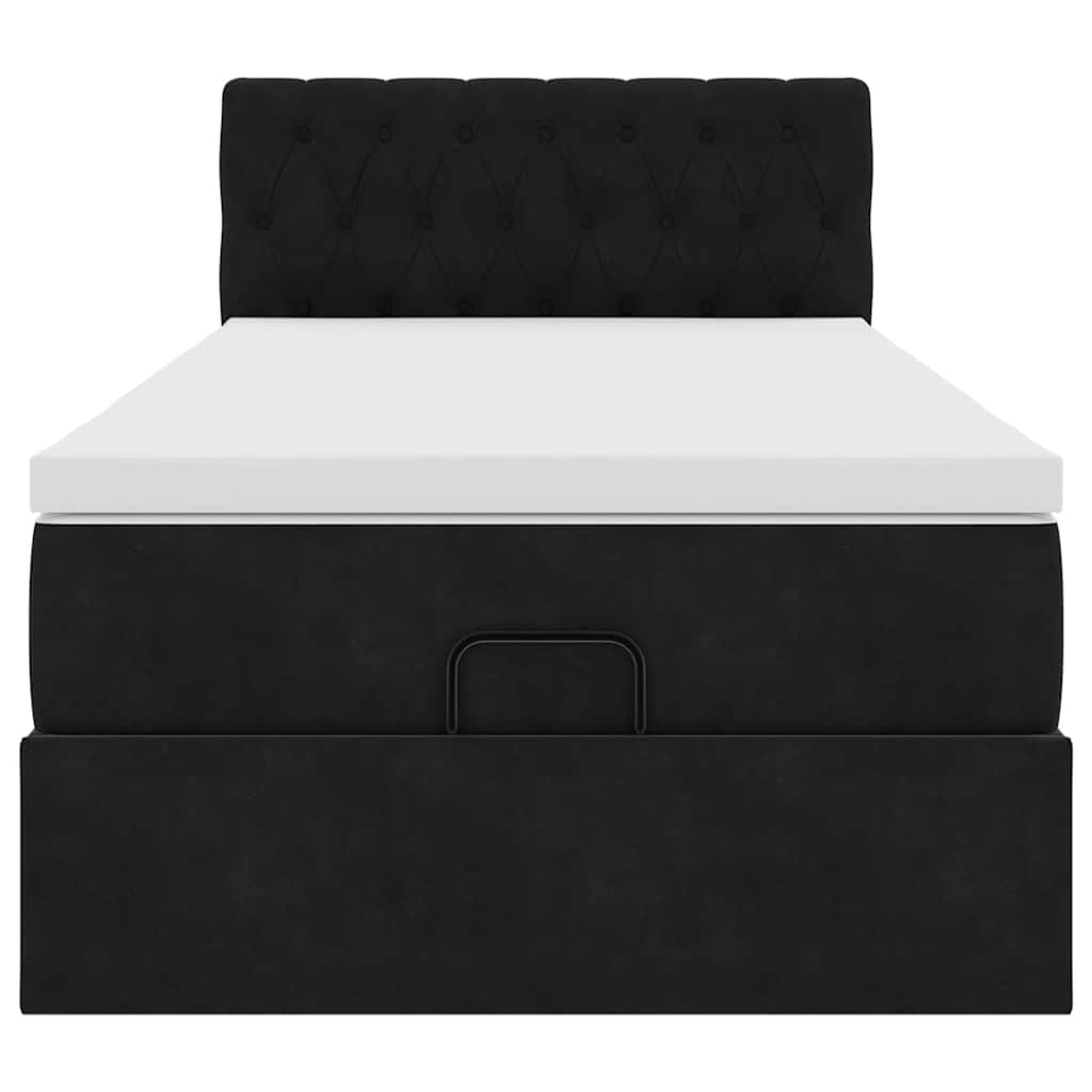 Cadre de lit ottoman avec matelas noir 90x200 cm velours