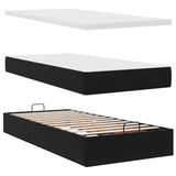 Cadre de lit ottoman avec matelas noir 90x200 cm velours