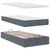 Cadre de lit ottoman avec matelas gris foncé 100x200 cm velours