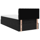 Cadre de lit ottoman avec matelas noir 100x200cm velours