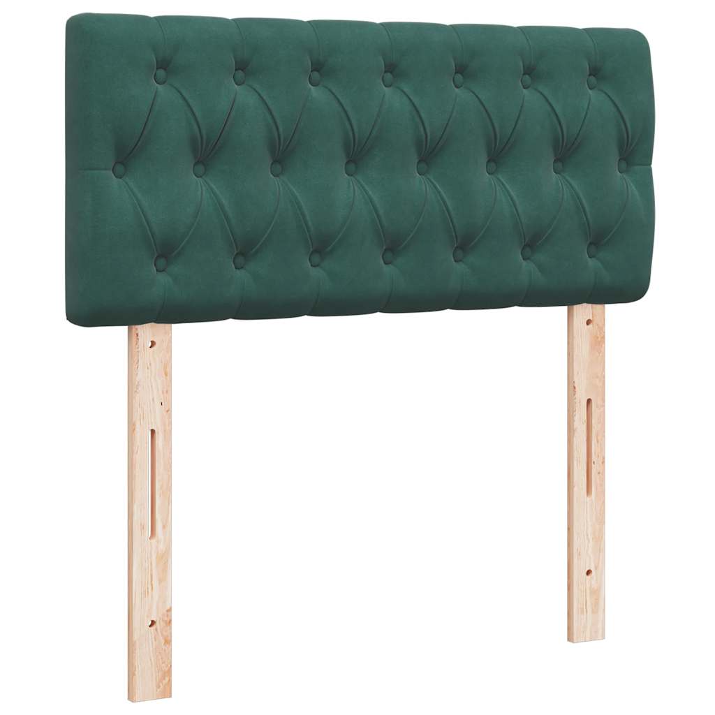 Ottoman bed frame with dark green mattress 100x200 cm velvet